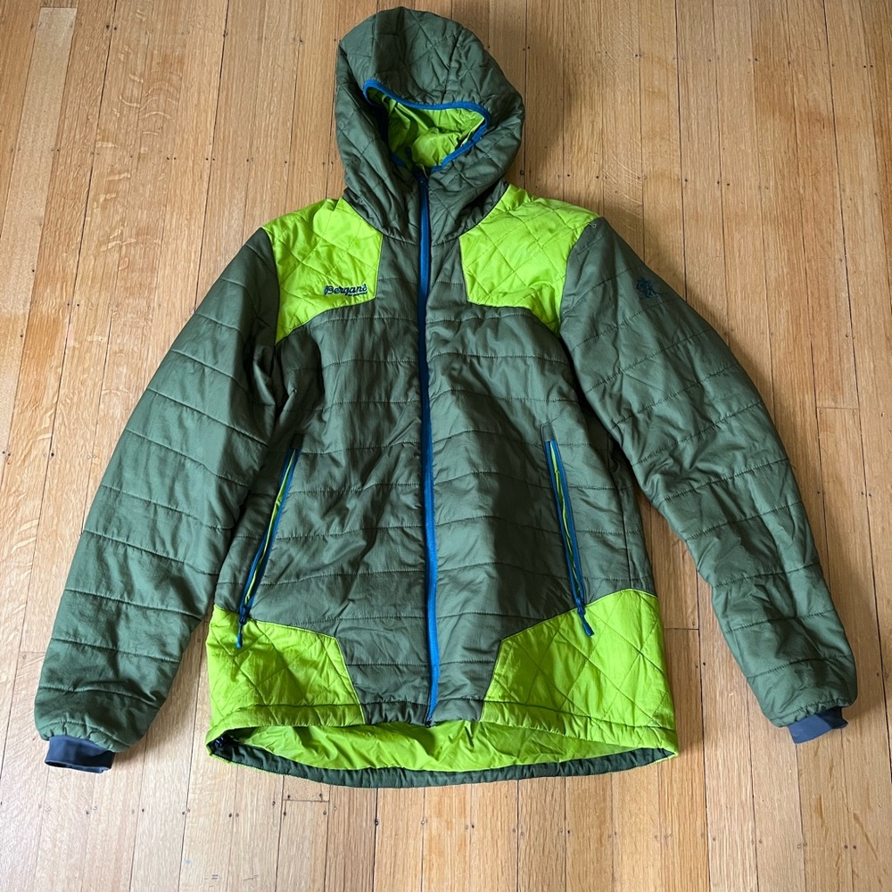 Men's Olive and Lime Puffer Jacket